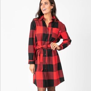 Buffalo Plaid Flannel Shirt Dress